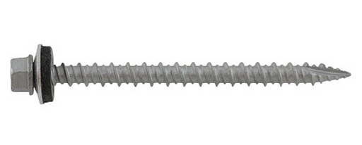 Metal screw with hex head on a white background