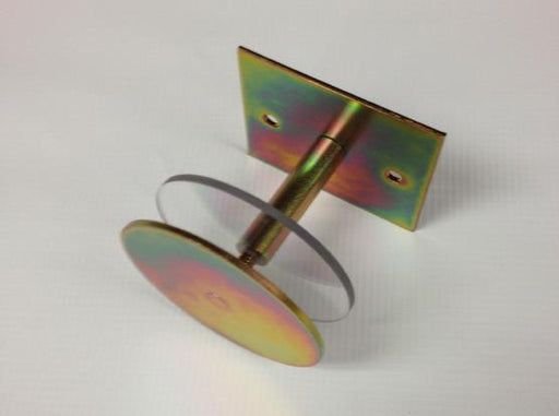 An image showing the EXO-TEC Stand-Off MPV Bracket, which is a metal bracket with a square top plate and cylindrical base, likely made from galvanized steel or similar alloy.