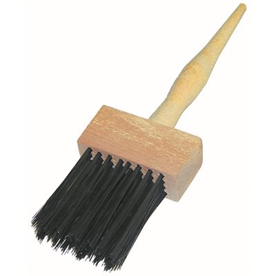Filing duster brush for cleaning dust and debris from masonry joints, brick, and concrete surfaces during construction work