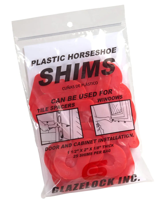 Glazelock horseshoe shims bag used for window glazing and construction spacing