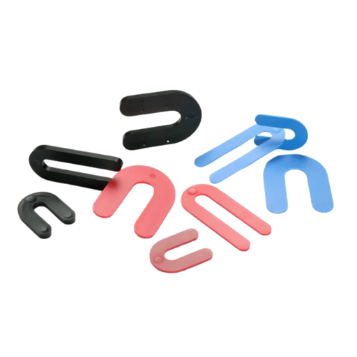 Glazelock horseshoe shims used for window glazing and construction spacing