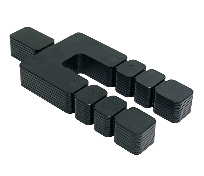 Glazelock mini stacks plastic shims used for window glazing and construction leveling