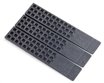 Glazelock wedge lock shims for window glazing and construction leveling