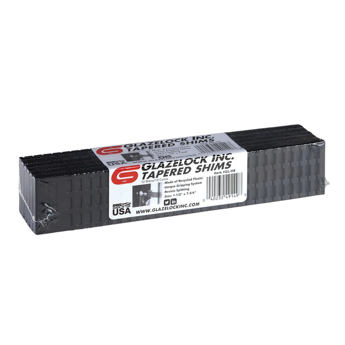 Glazelock tapered wedge shims used for window glazing and masonry installation