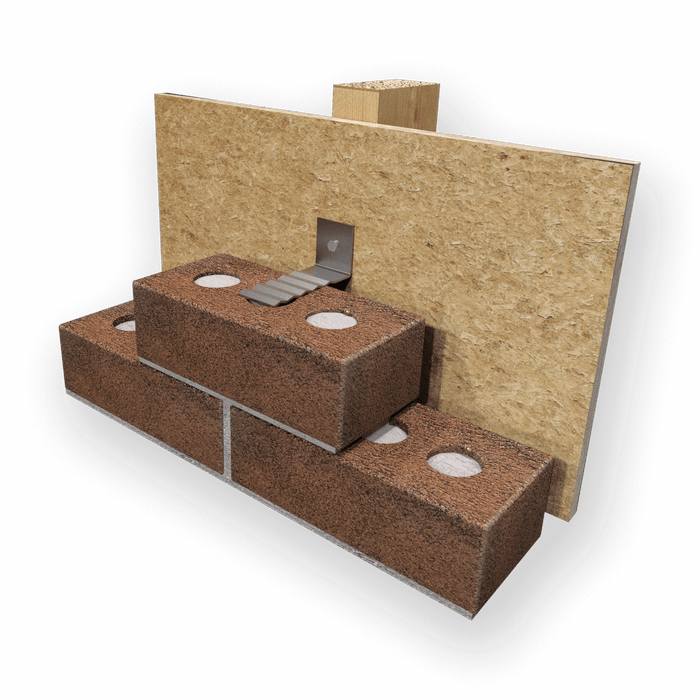 Heckmann Building Products corrugated brick anchor designed for securing brick veneer to framing