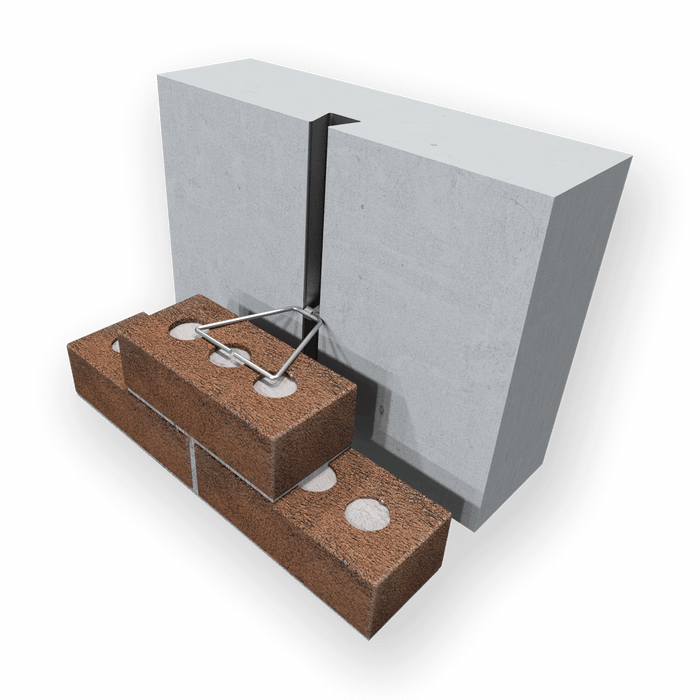 Heckmann triangular veneer anchor provides strong support for brick veneer and concrete masonry walls.