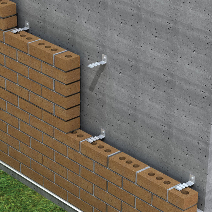 Corrugated buck anchor 345 provides stable support for masonry frame construction.