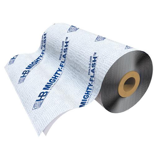 Hohmann & Barnard Mighty-Flash SA self-adhering stainless steel fabric flashing 60' roll for contractors, ideal for masonry and veneer walls