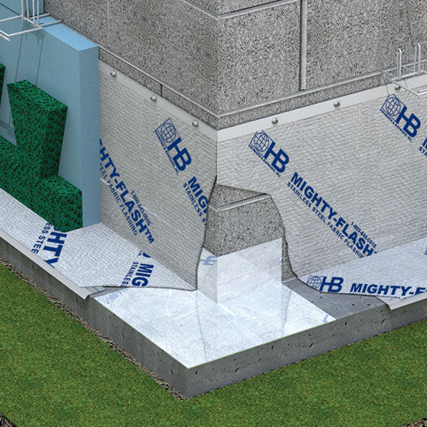 Hohmann & Barnard Flex-Flash wall corners and end dams, ideal for commercial and residential masonry and stucco projects