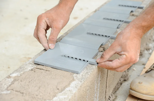 Mortar Net BlockFlash flashing system designed for moisture drainage and protection in CMU masonry wall construction