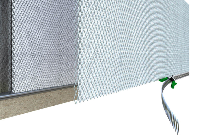 Mortar Net LathNet for masonry wall construction, enhancing mortar retention and reducing waste