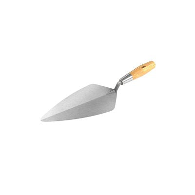 narrow London pro brick trowel with carbon steel blade and wood handle for masonry and bricklaying work