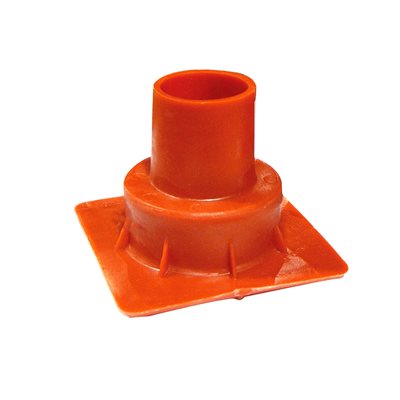 Orange OSHA rebar cap used on construction sites to cover exposed rebar and improve worker safety