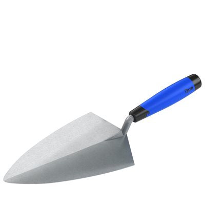 Philadelphia brick trowel with forged steel blade and comfort handle for masonry and bricklaying work