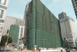 70 percent mesh tarp installed on scaffolding for debris containment and shade protection