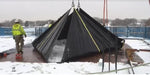 ST Series heavy duty construction snow removal tarp used for clearing snow from scaffolding and work areas