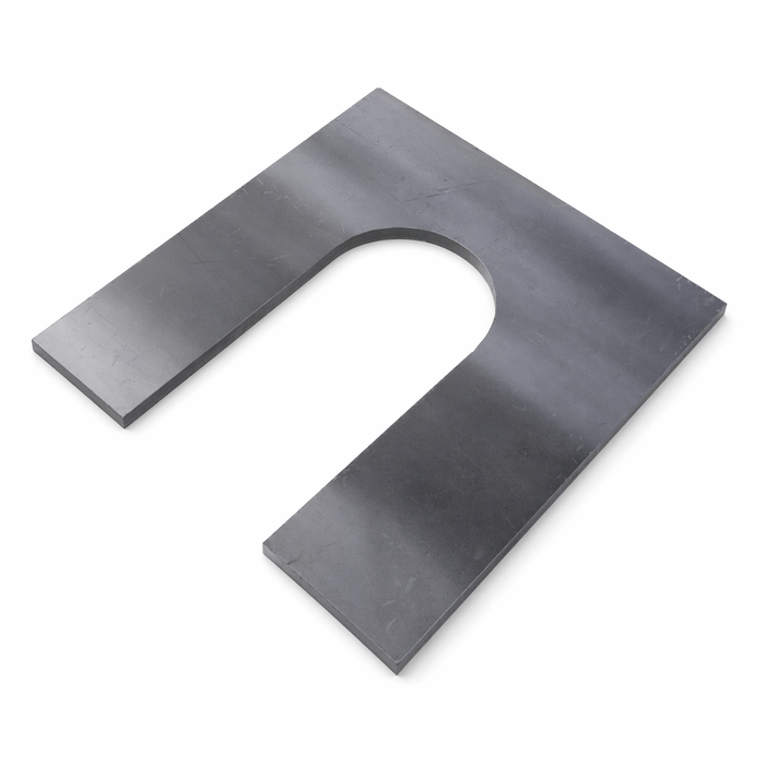 Steel horse-shoe shim washer for aligning anchors on out-of-plumb walls