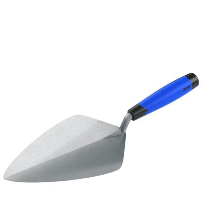 wide London brick trowel with forged steel blade and comfort handle for masonry and bricklaying work