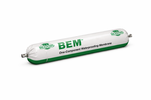 W.R. Meadows BEM one-component waterproofing membrane sausage pack with white and green packaging on clean white background