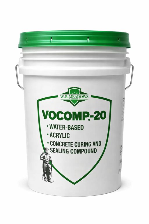 W.R. Meadows VOCOMP-20 water-based acrylic concrete curing and sealing compound 5 gallon pail for contractors and commercial concrete projects
