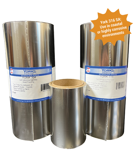 York 316 stainless steel self adhering flexible flashing for masonry and window waterproofing