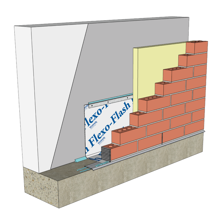 York Flexo-Flash flashing material detail designed for masonry wall flashing applications