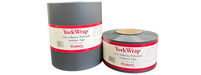 Three rolls of York-Wrap non-adhesive polymeric isolation tape, with labels indicating the product brand and use for decking applications.