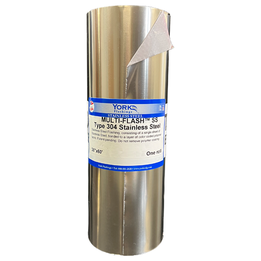 York Multi-Flash stainless steel fabric flashing 60' roll for contractors, durable wall flashing for masonry and veneer walls
